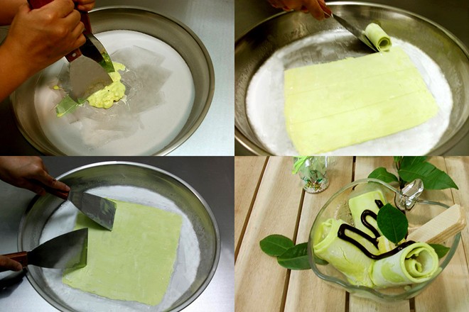 Cách làm món kem cuộn Thái Lan