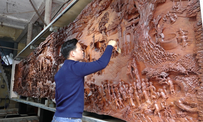 Bức tranh điêu khắc liền khối lớn nhất Việt Nam Thông tin  